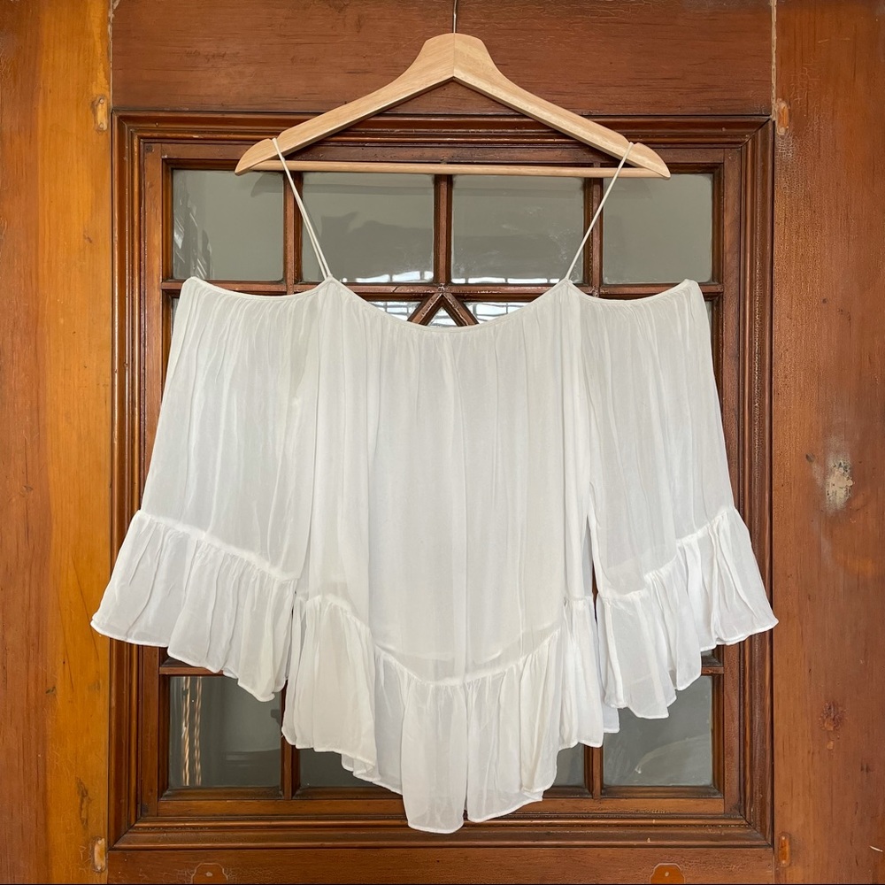 ZARA TRAFALUC IVORY OFF-SHOULDER TOP